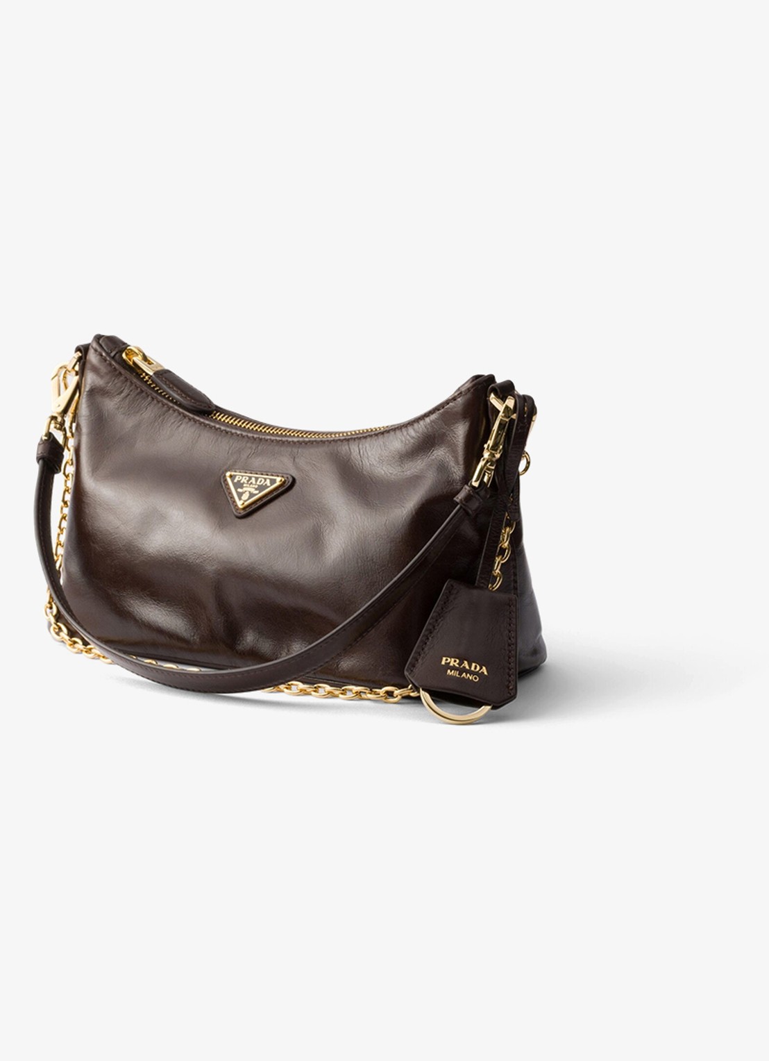 Prada Mini schoudertas van kalfsleer - voorkant 3 donkerbruin