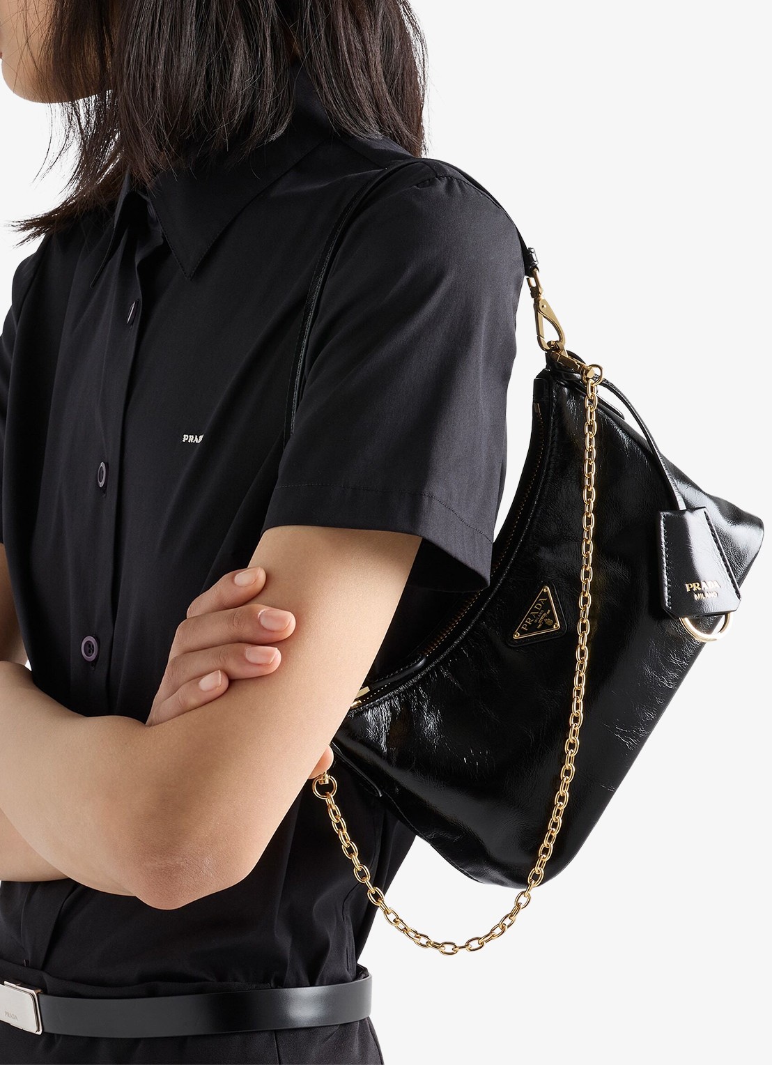 Prada Mini schoudertas van kalfsleer - voorkant 6 zwart