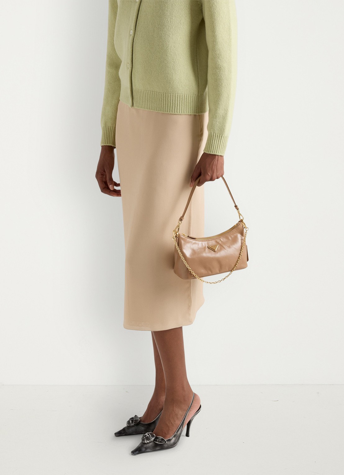 Prada Mini schoudertas van kalfsleer - detail 5 beige