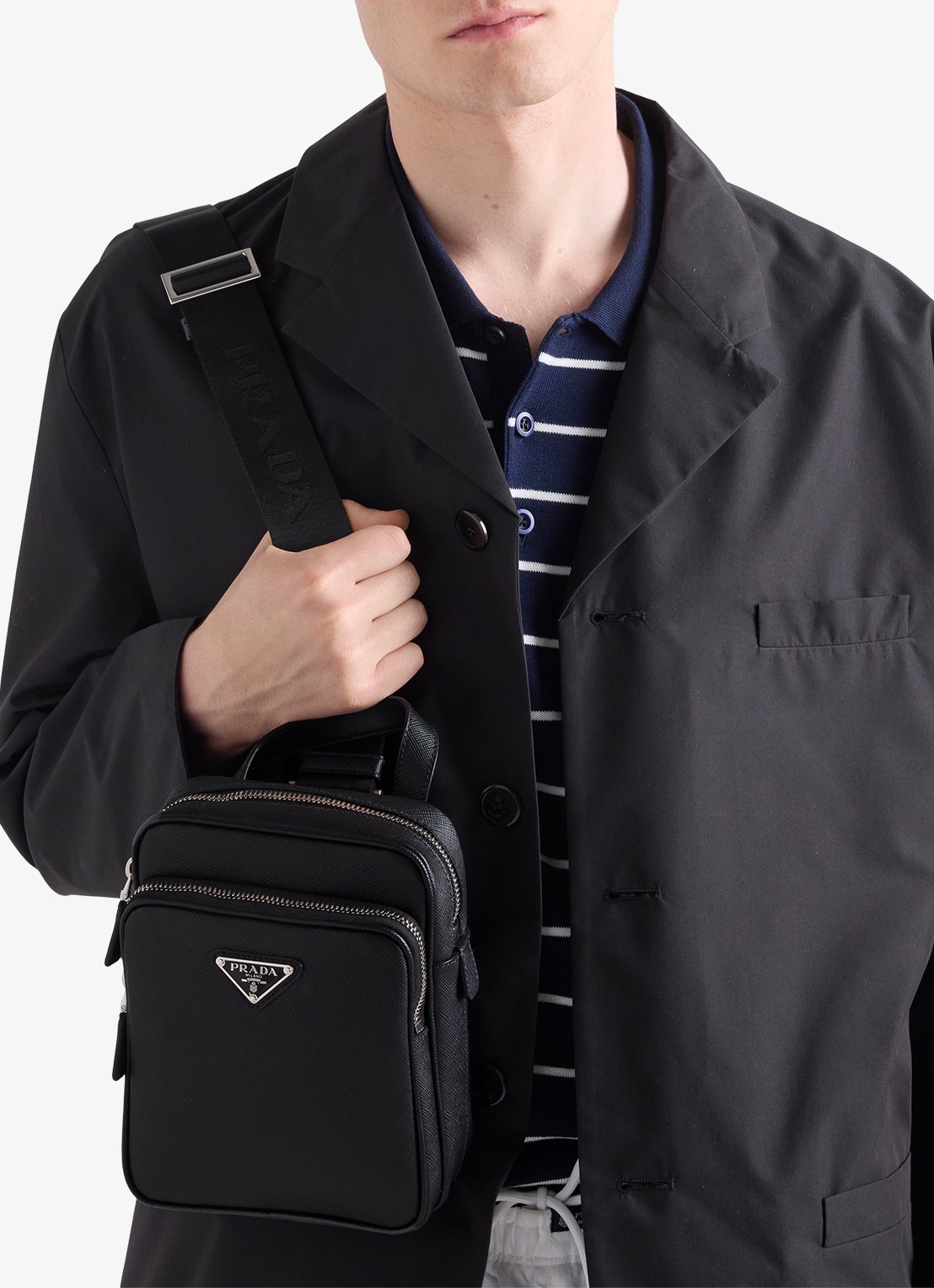 Prada Mini schoudertas van kalfsleer - voorkant 2 zwart