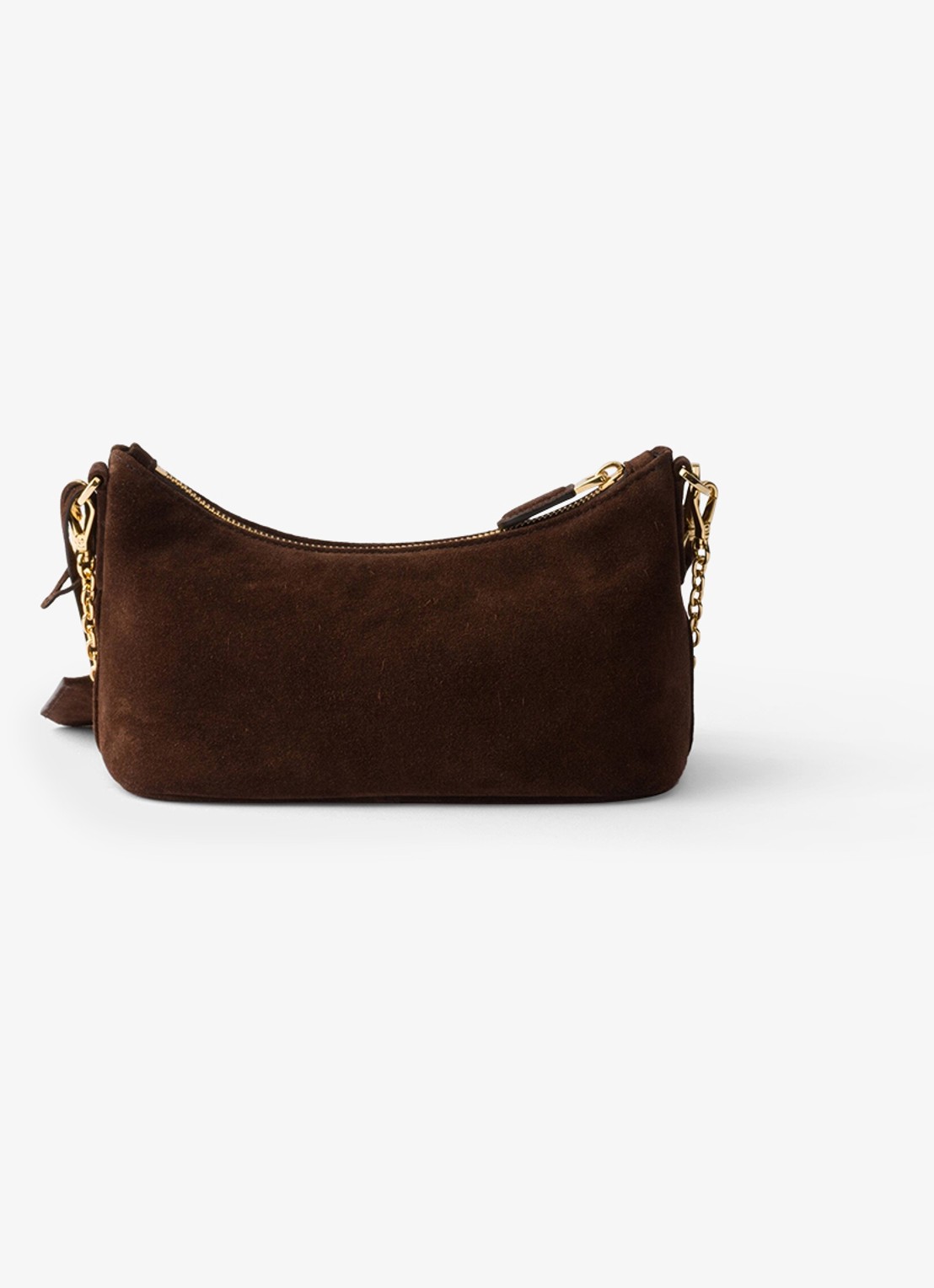 Prada Mini schoudertas van kalfssuède - achterkant 6 donkerbruin