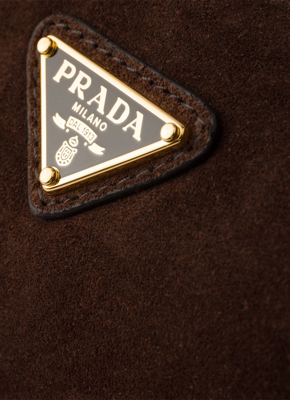 Prada Mini schoudertas van kalfssuède - detail 5 donkerbruin