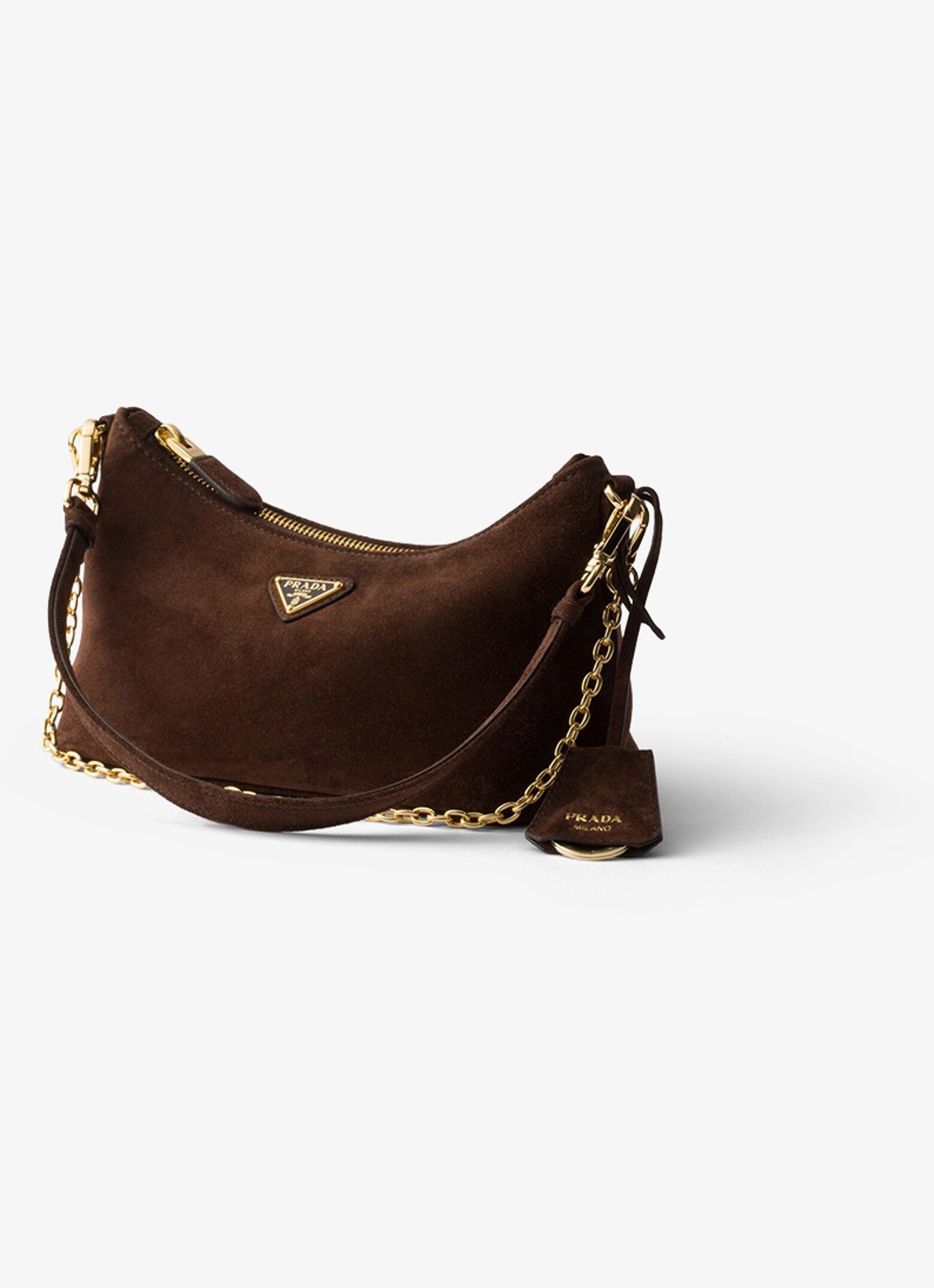 Prada Mini schoudertas van kalfssuède - voorkant 2 donkerbruin