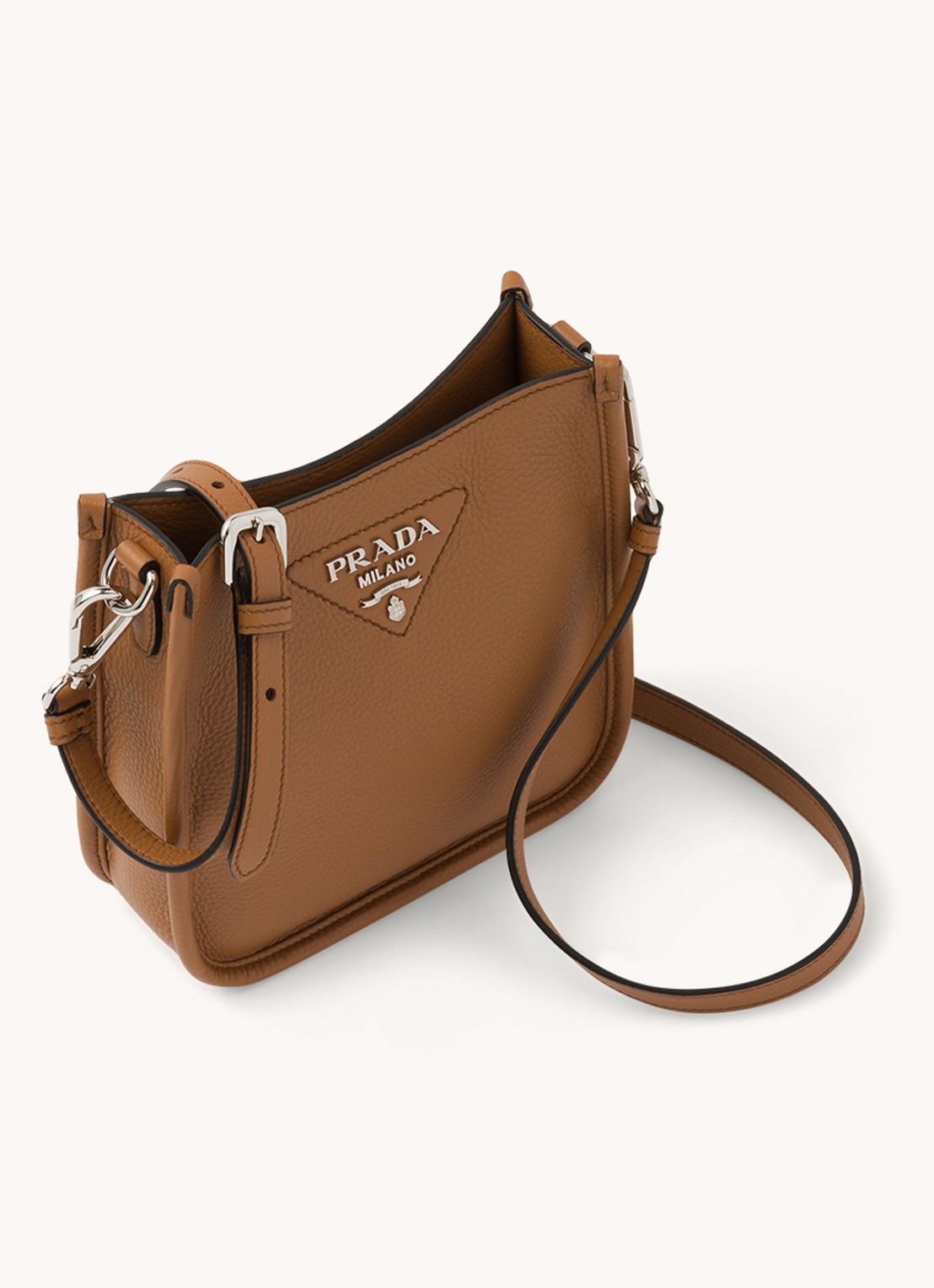 Prada Mini schoudertas van leer - achterkant cognac