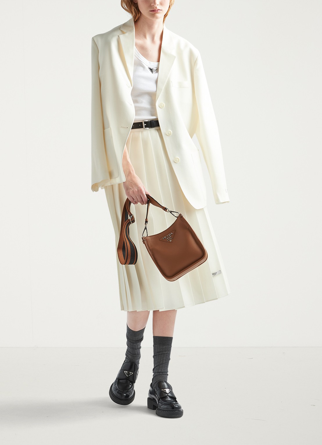 Prada Mini schoudertas van leer - detail 7 cognac