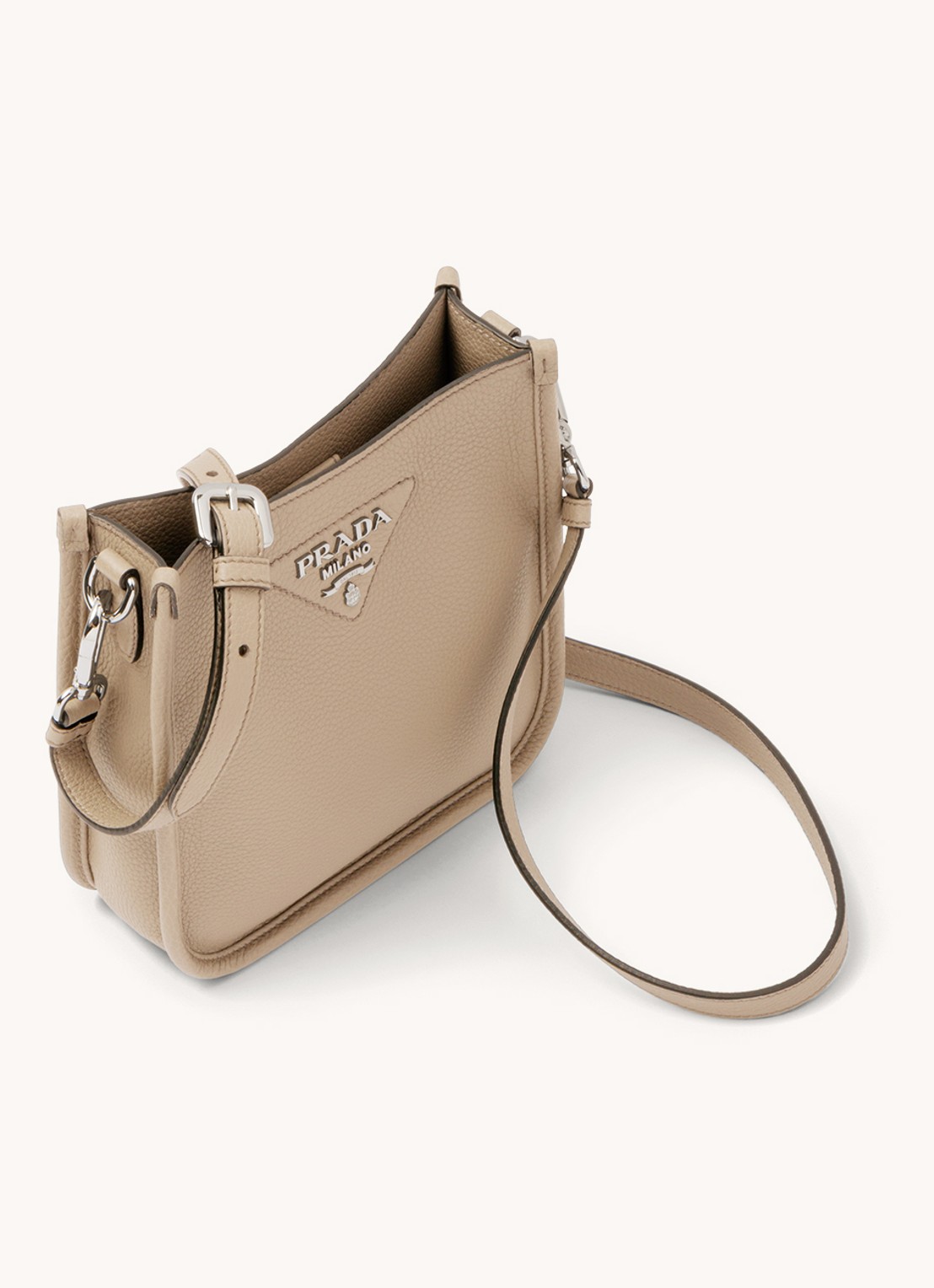 Prada Mini schoudertas van leer - voorkant 2 zand