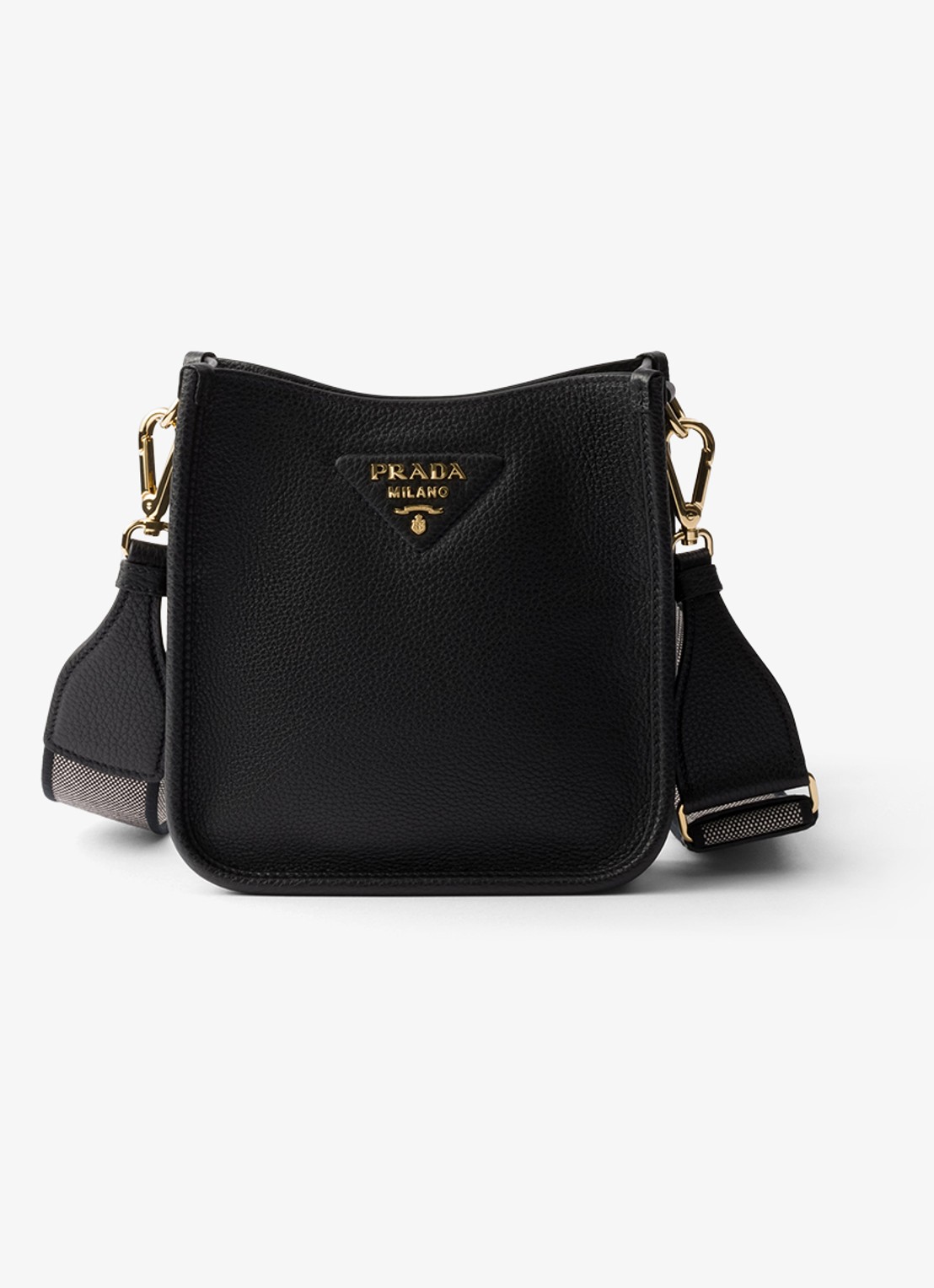 Prada Mini schoudertas van leer - voorkant 2 diepzwart