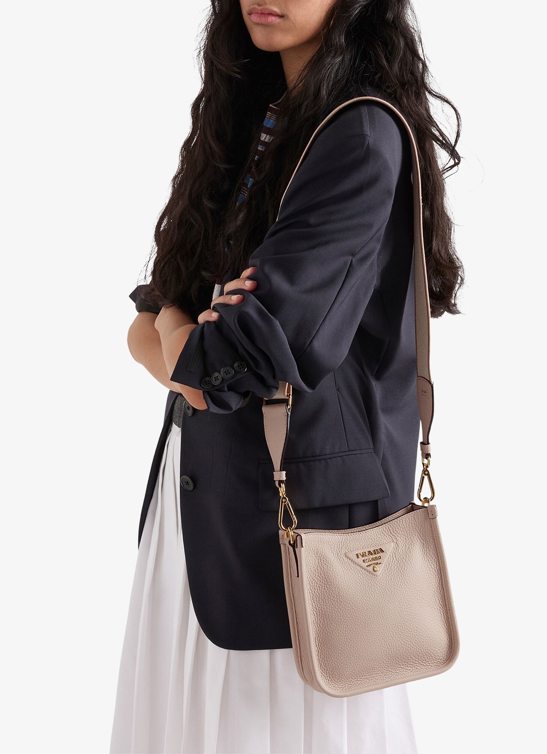 Prada Mini schoudertas van leer - voorkant 7 taupe