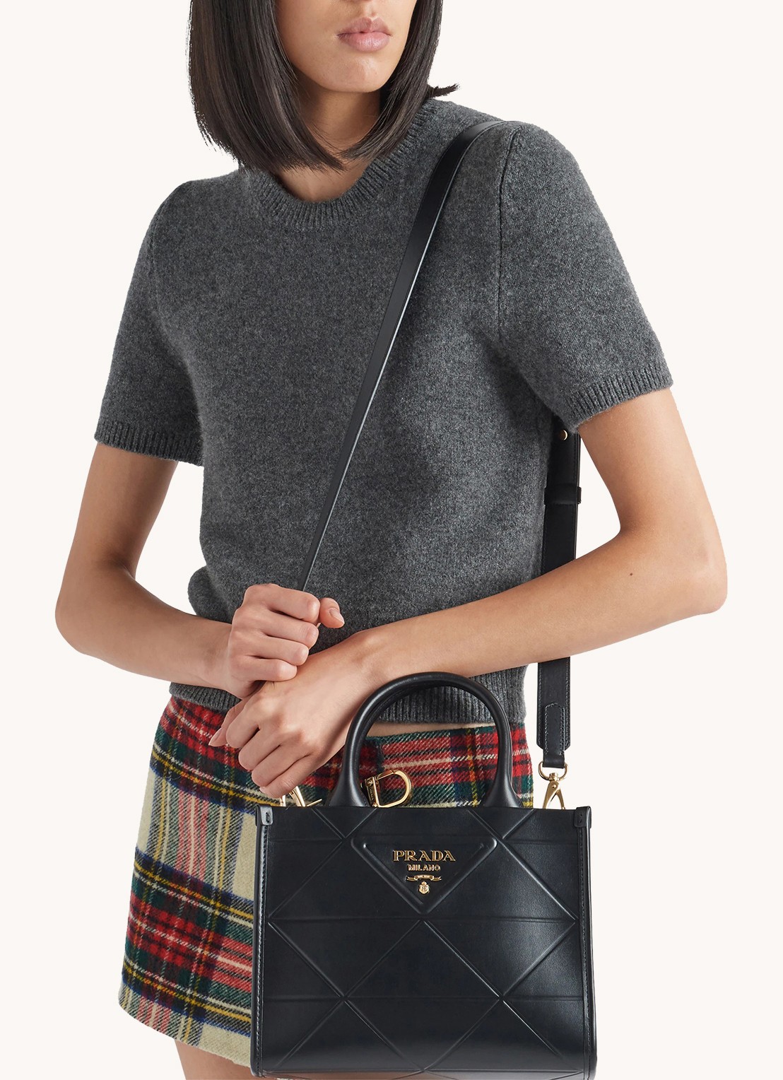 Prada Mini Symbole handtas van leer - voorkant 7 zwart