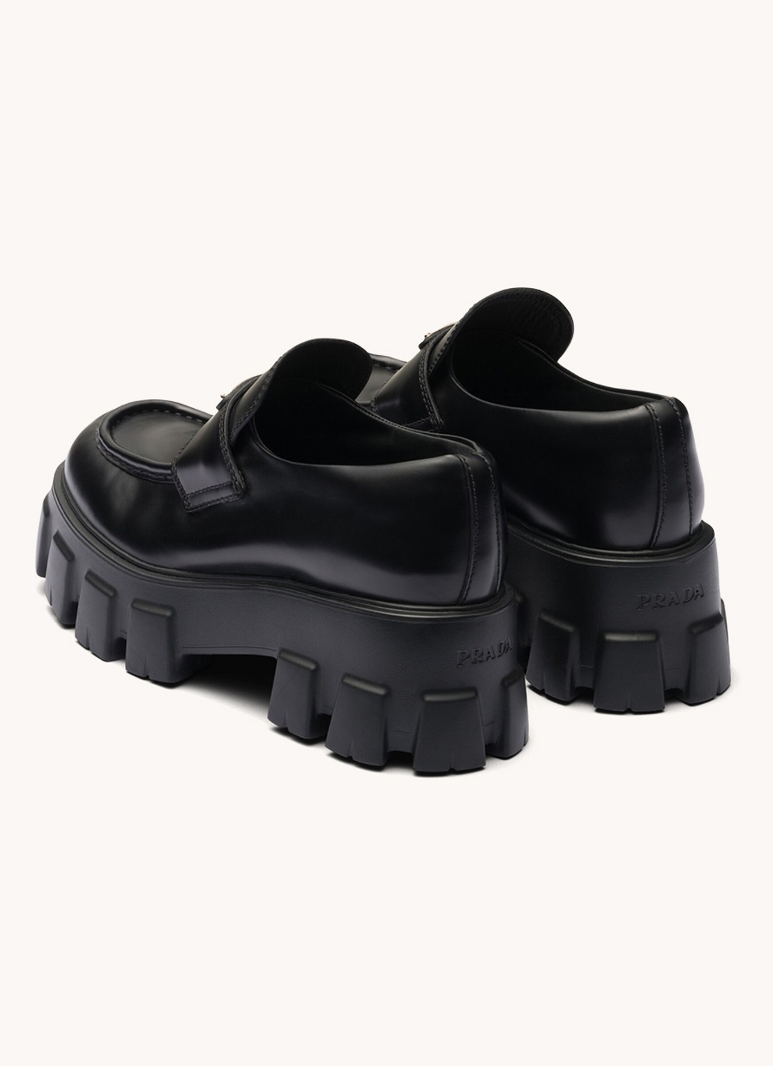 Prada Monolith loafer van leer met plateauzool - detail 4 zwart