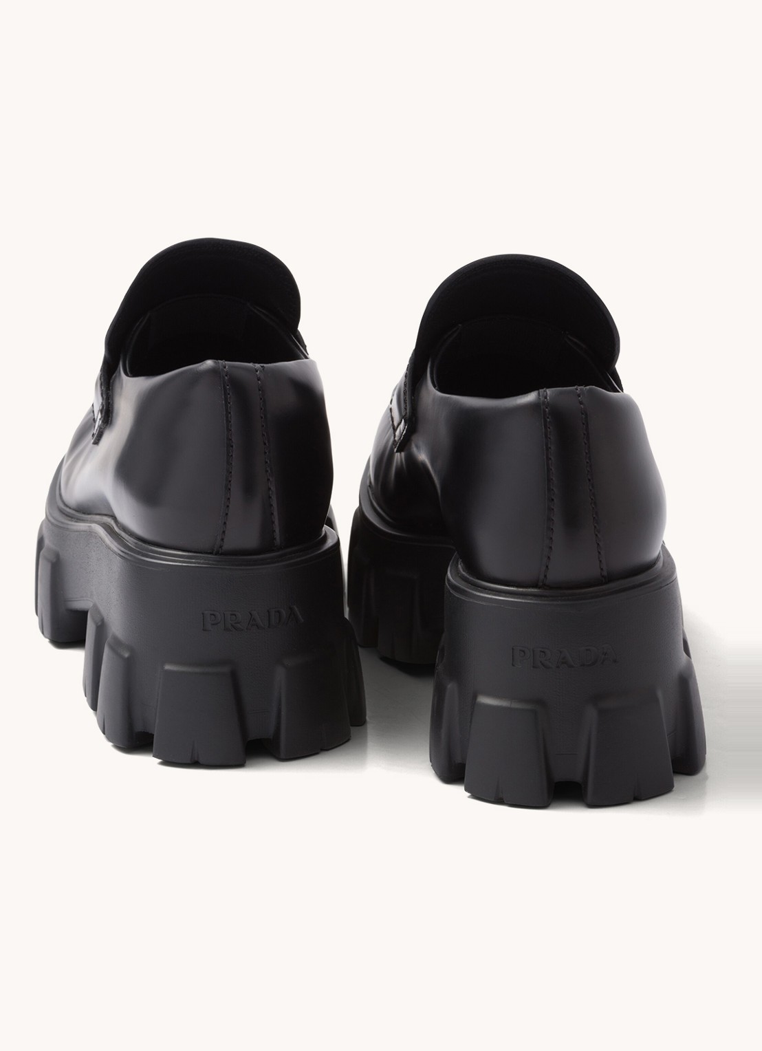 Prada Monolith loafer van leer met plateauzool - detail 6 zwart