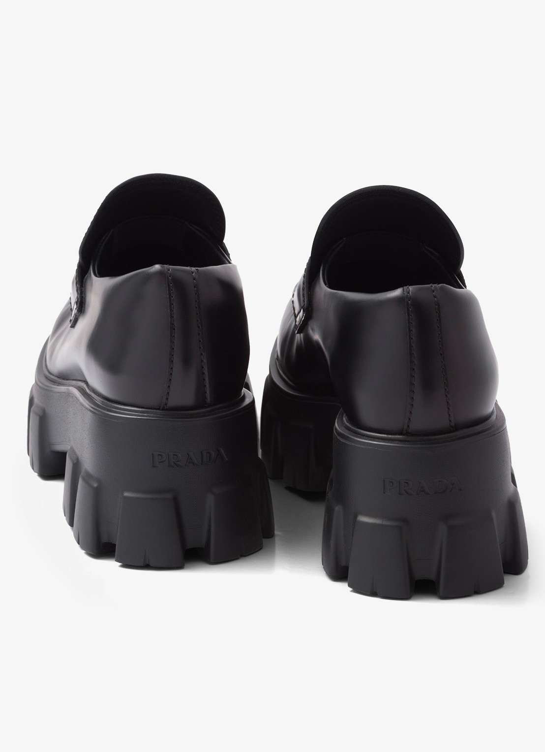 Prada Monolith loafer van leer met plateauzool - detail 5 zwart