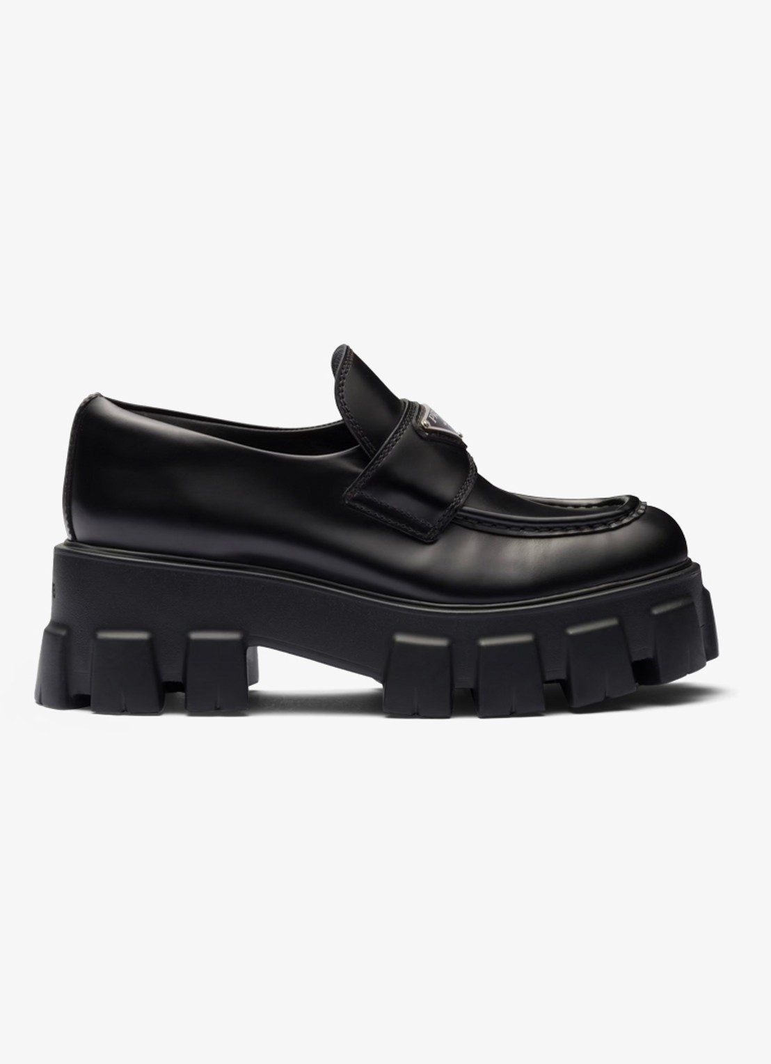 Prada Monolith loafer van leer met plateauzool - voorkant 6 zwart