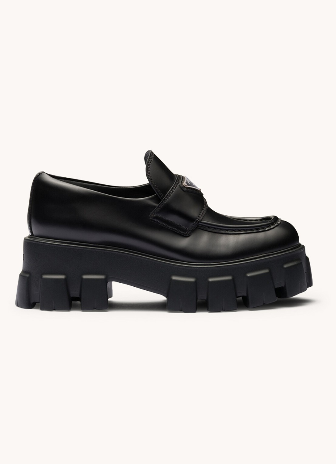 Prada Monolith loafer van leer met plateauzool - voorkant 2 zwart