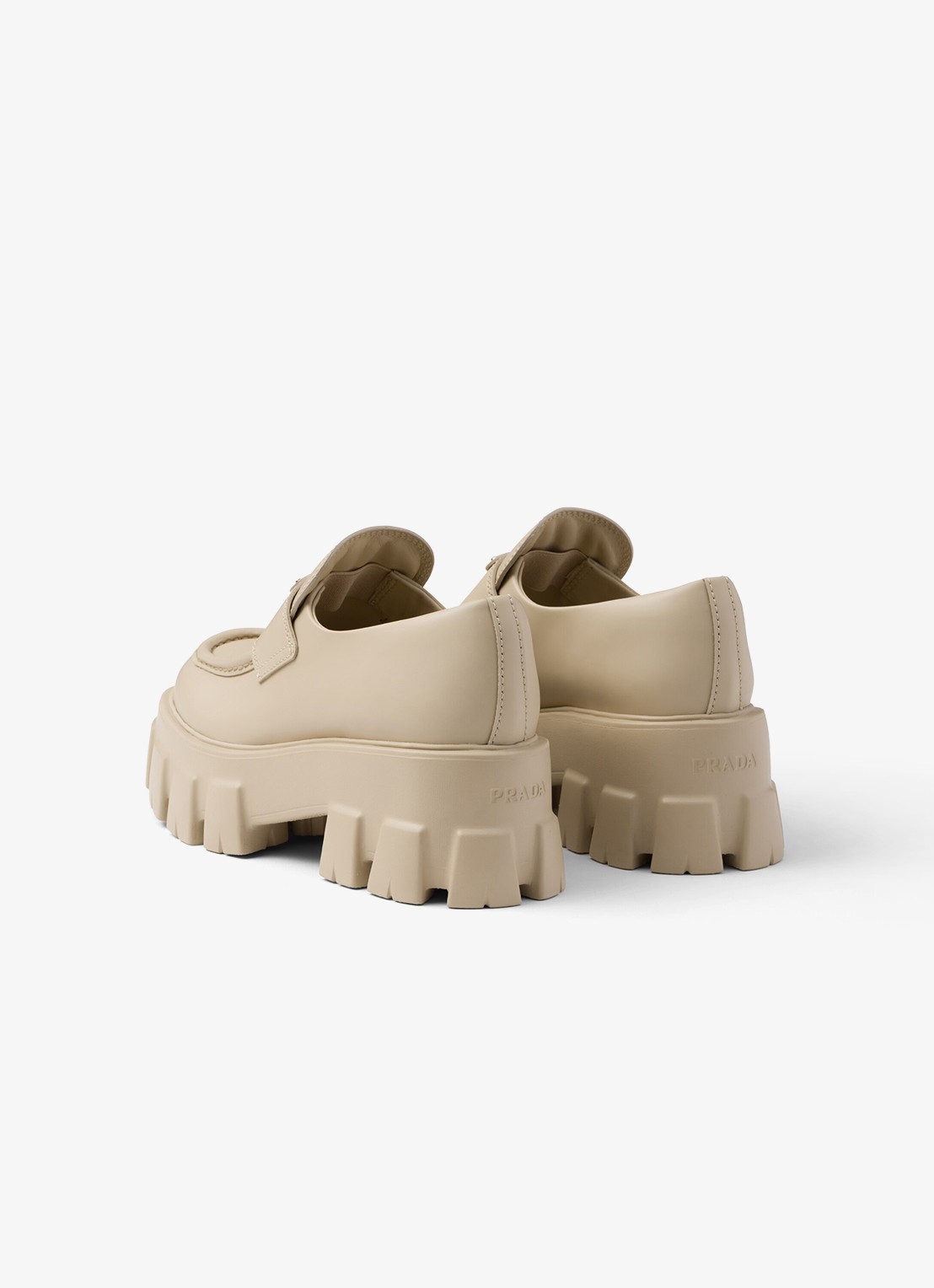 Prada Monolith loafer van leer met plateauzool - achterkant 4 beige