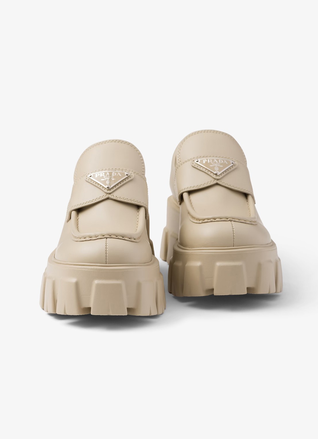 Prada Monolith loafer van leer met plateauzool - detail 3 beige