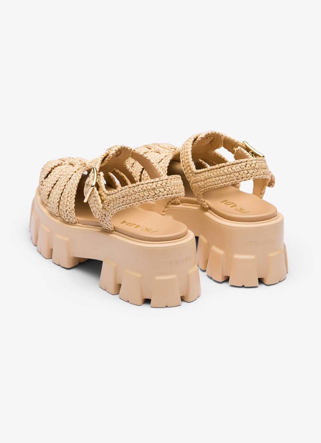 Prada Monolith sandaal met logo - achterkant 3 beige