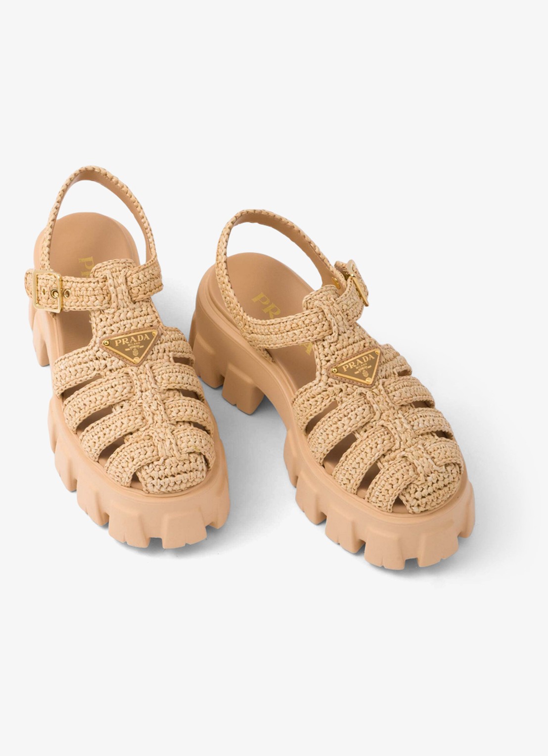 Prada Monolith sandaal met logo - detail 5 beige