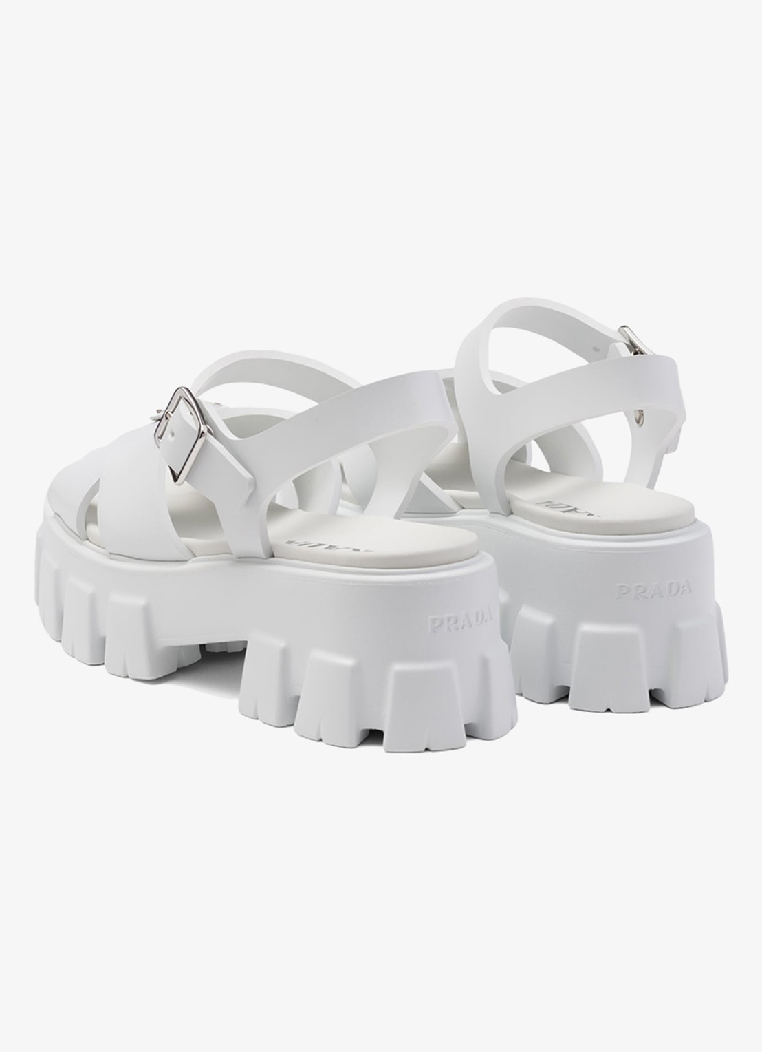 Prada Monolith sandaal van rubber met logo - achterkant 3 wit