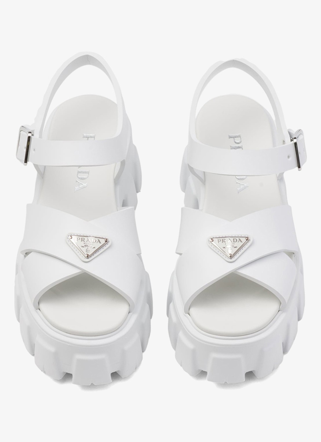 Prada Monolith sandaal van rubber met logo - detail 4 wit