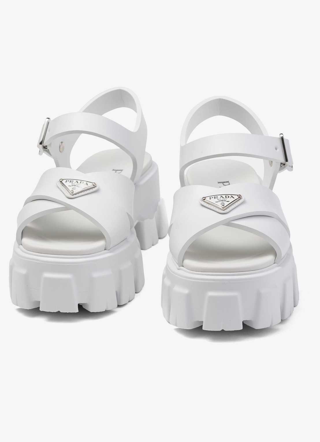 Prada Monolith sandaal van rubber met logo - detail 5 wit