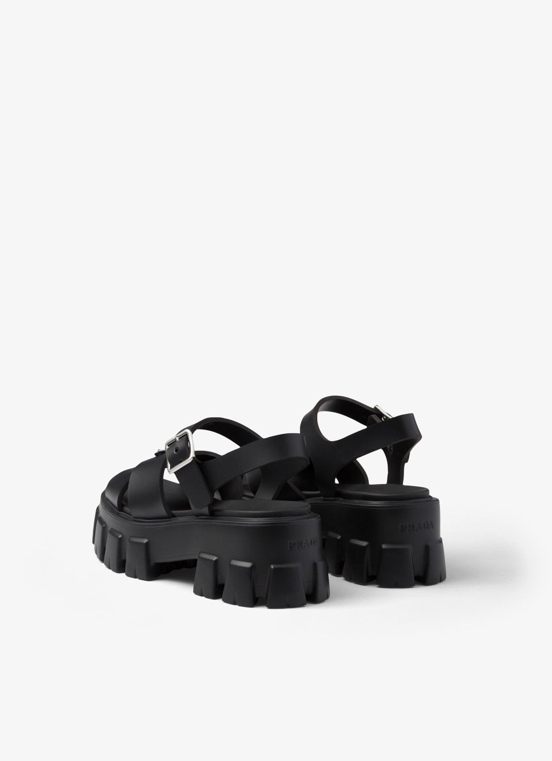 Prada Monolith sandaal van rubber met logo - achterkant 5 zwart