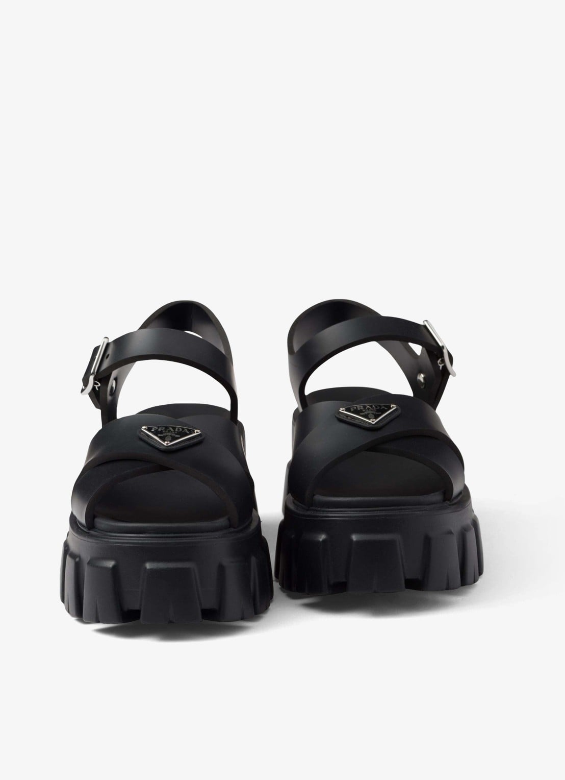 Prada Monolith sandaal van rubber met logo - detail 2 zwart