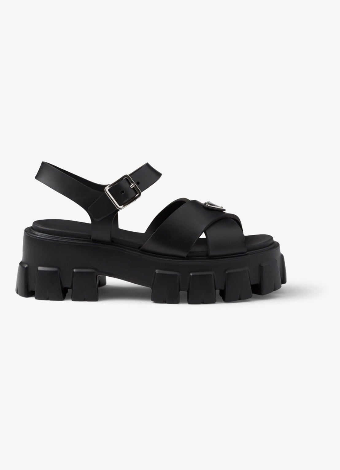 Prada Monolith sandaal van rubber met logo - voorkant 3 zwart