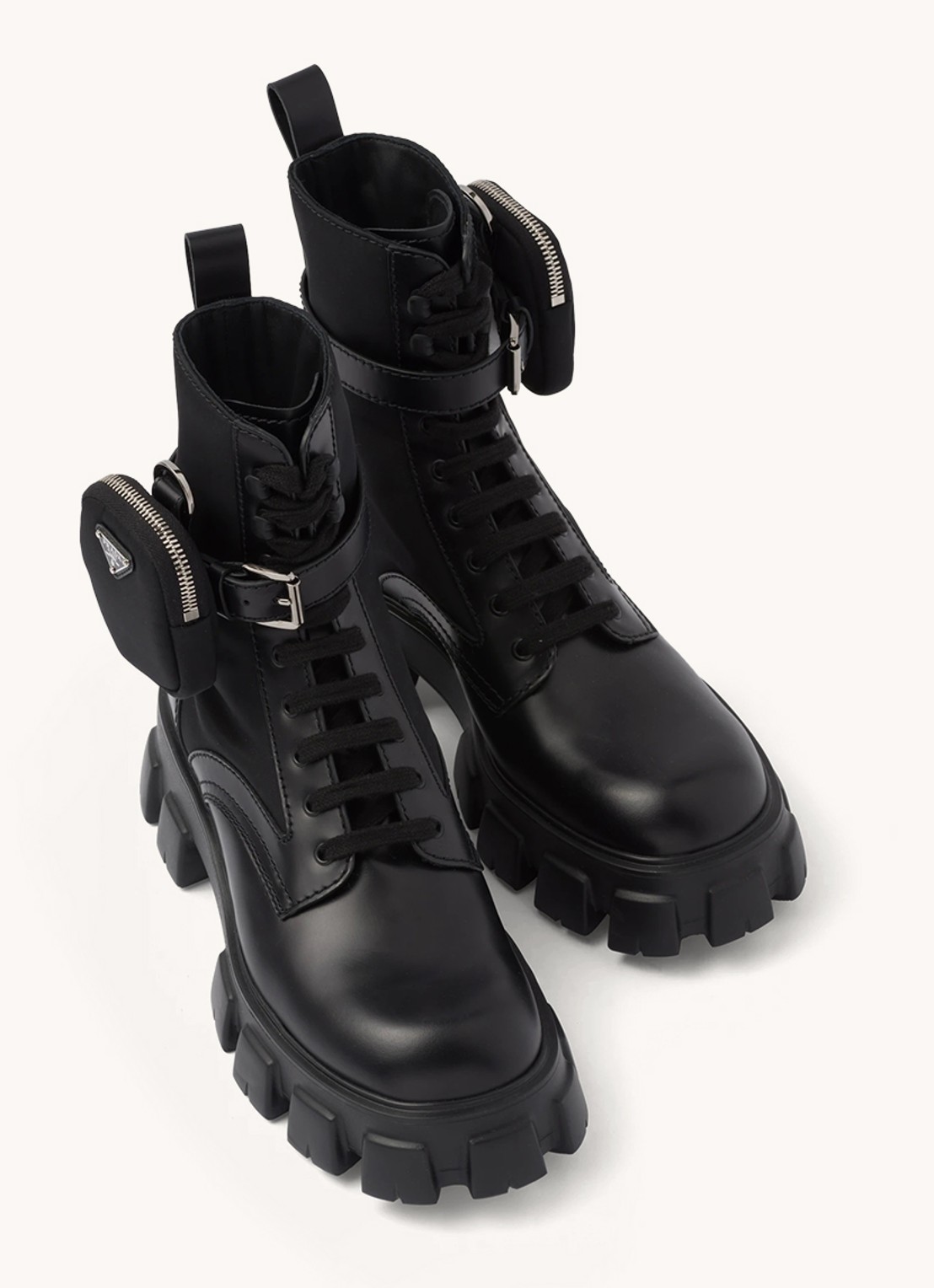Prada Monolith veterboot van leer - achterkant 3 zwart
