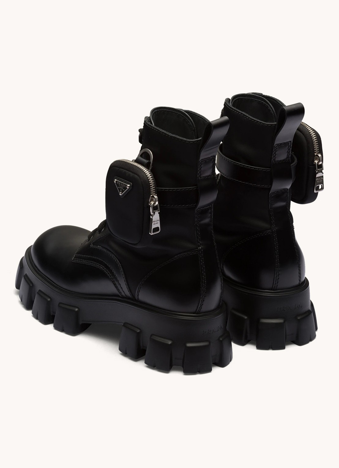 Prada Monolith veterboot van leer - detail 4 zwart