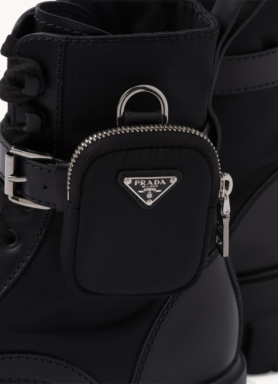 Prada Monolith veterboot van leer - detail 6 zwart