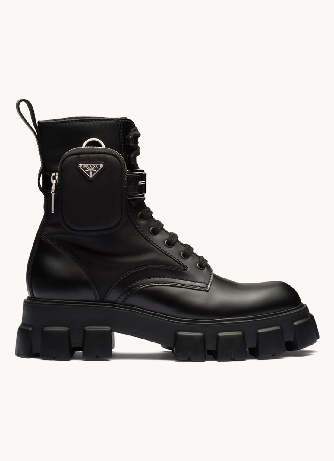 Prada Monolith veterboot van leer - voorkant 2 zwart