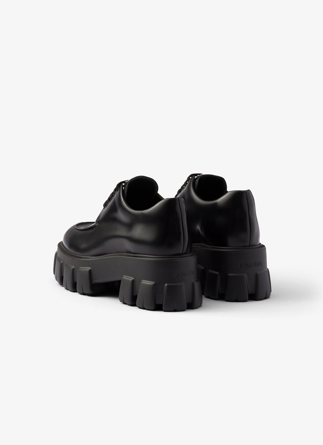 Prada Monolith veterschoen van leer met plateauzool - detail 4 zwart