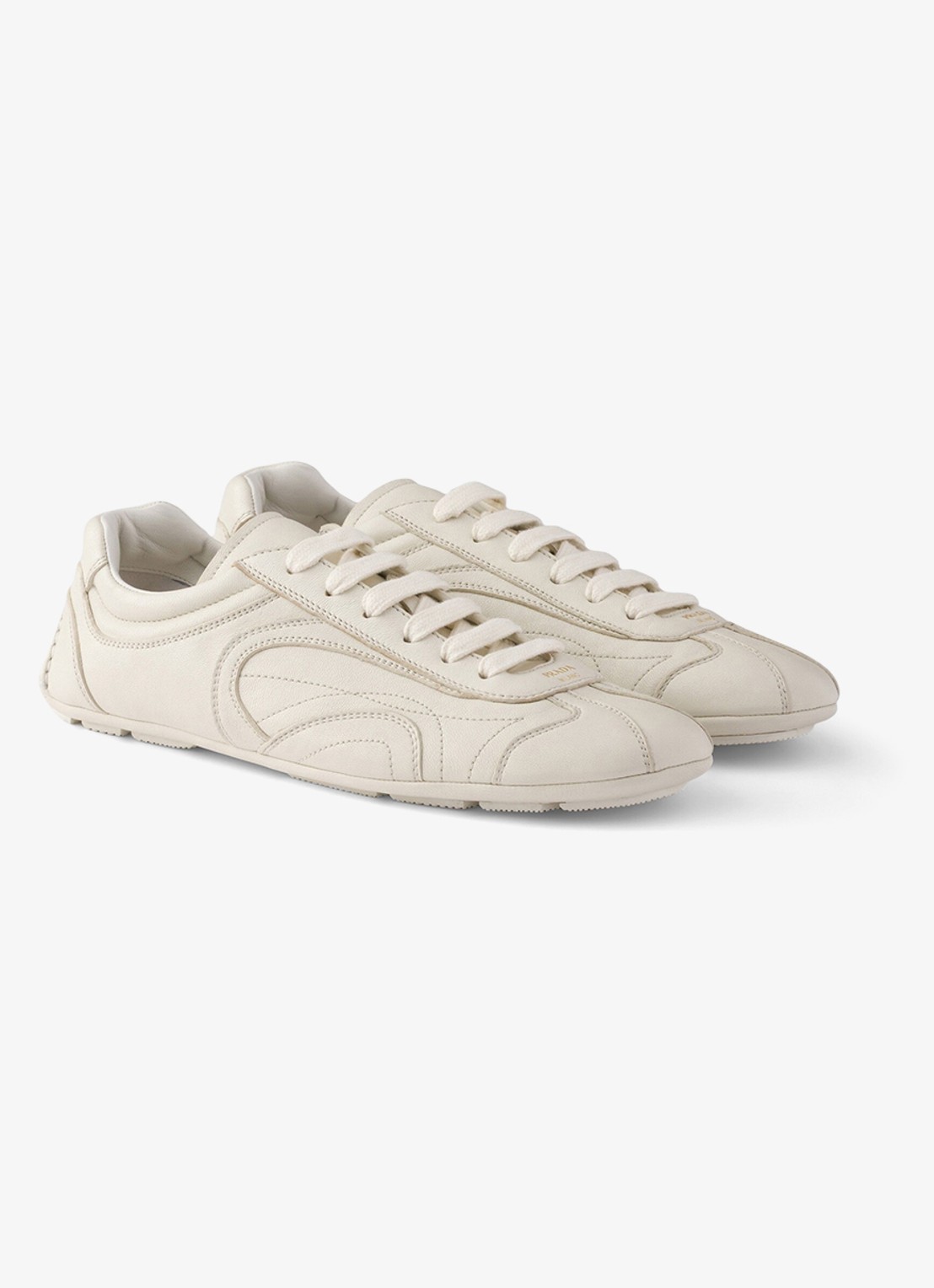 Prada Montecarlo Re-Edition 2005 sneaker van lamsleer - detail 4 gebroken wit