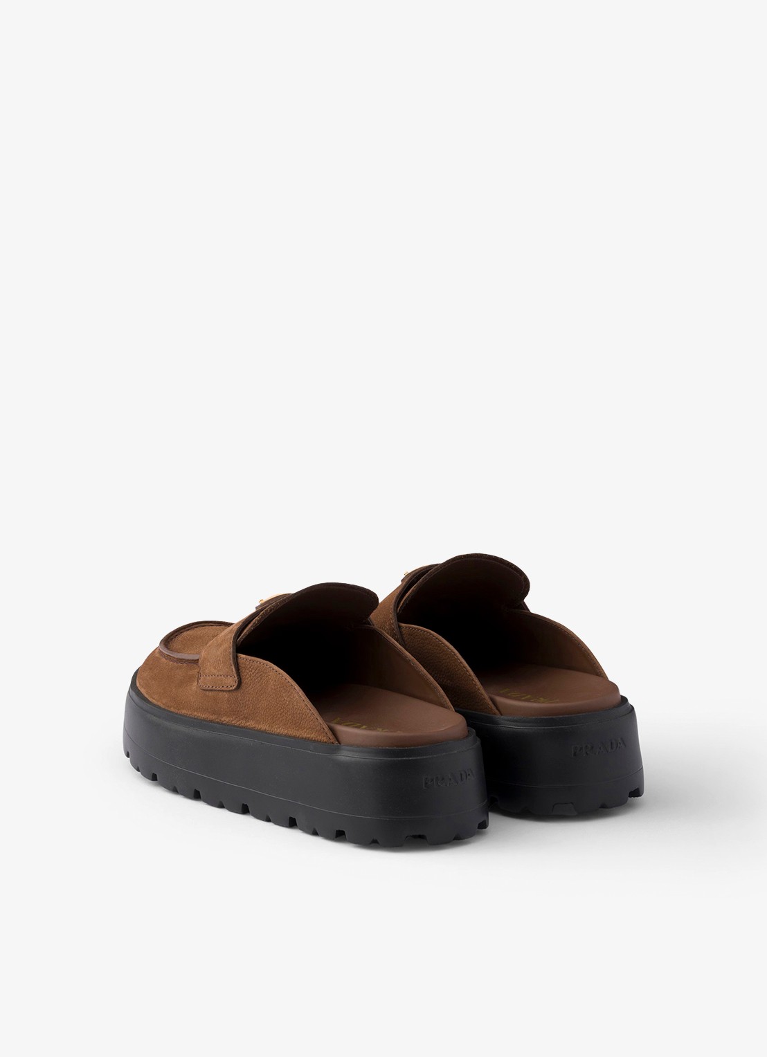 Prada Muiltje van nubuck - achterkant bruin