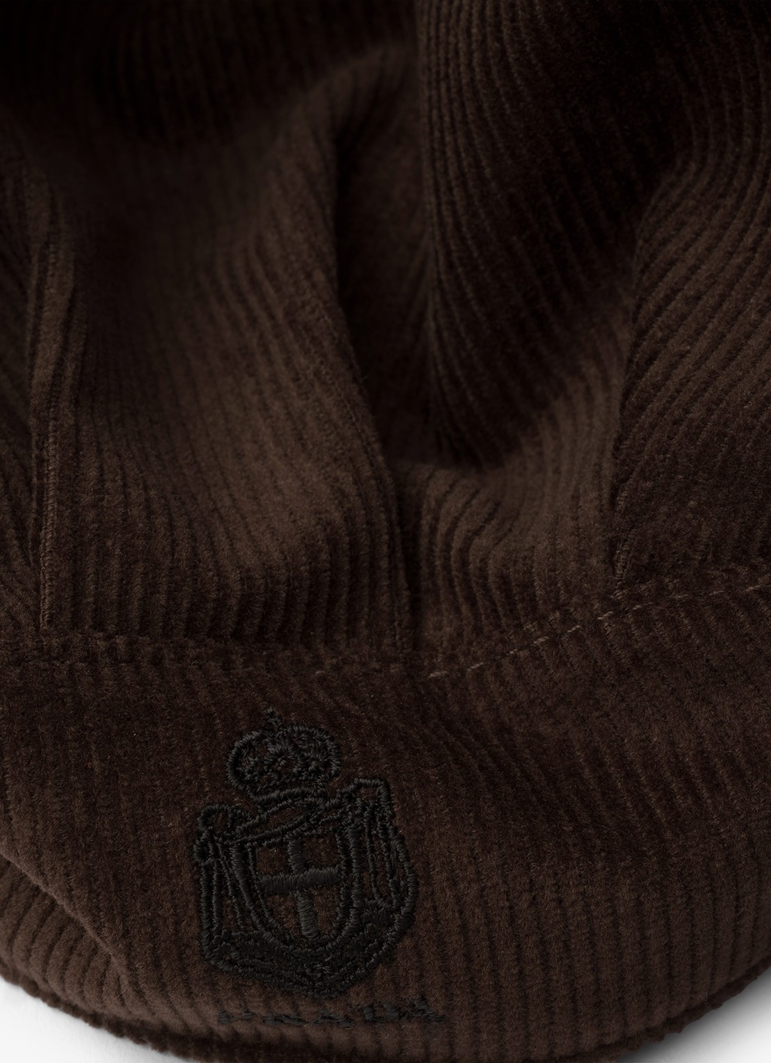 Prada Muts van corduroy met logoborduring - detail bruin