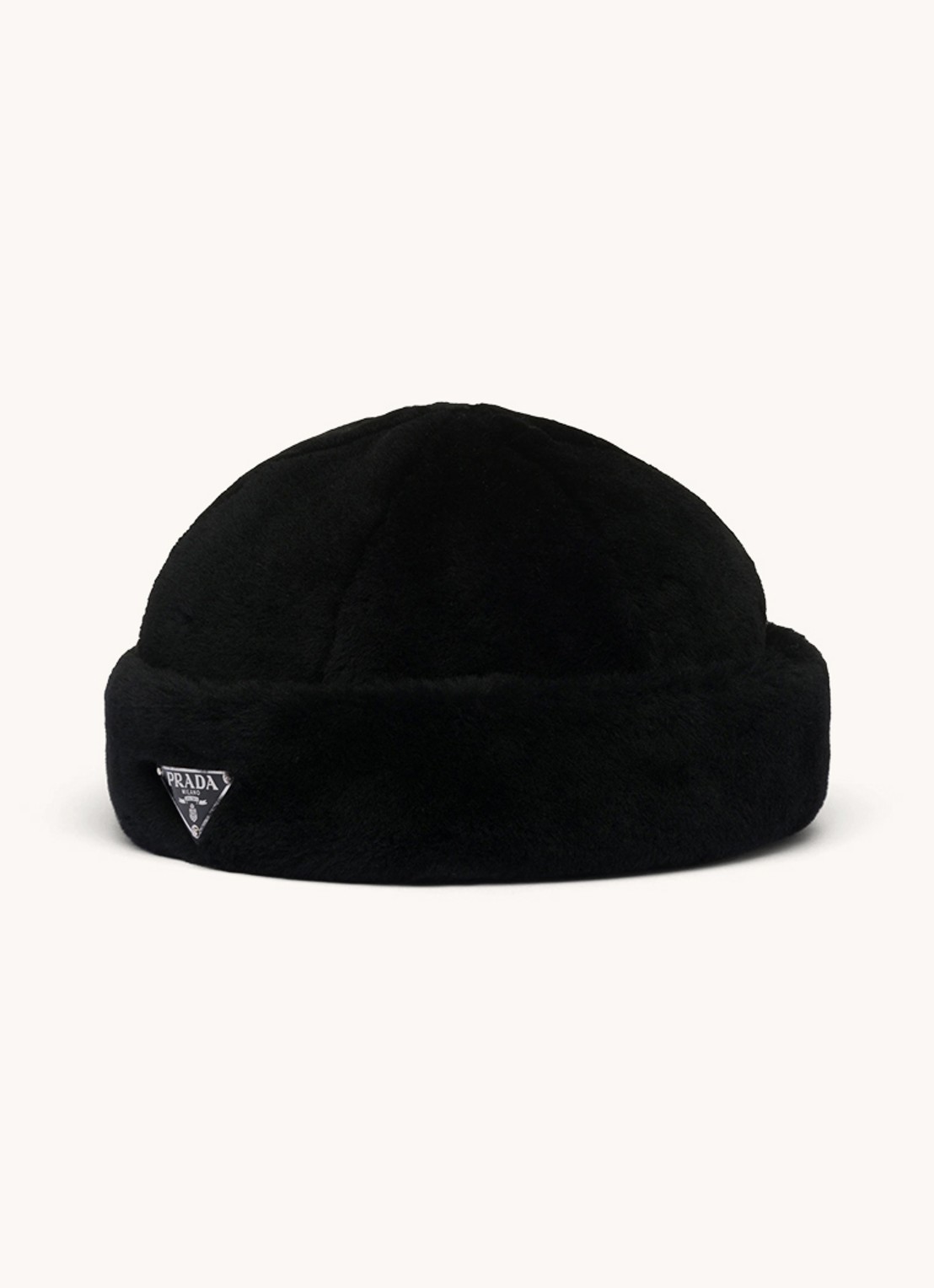 Prada Muts van schapenvacht - voorkant zwart