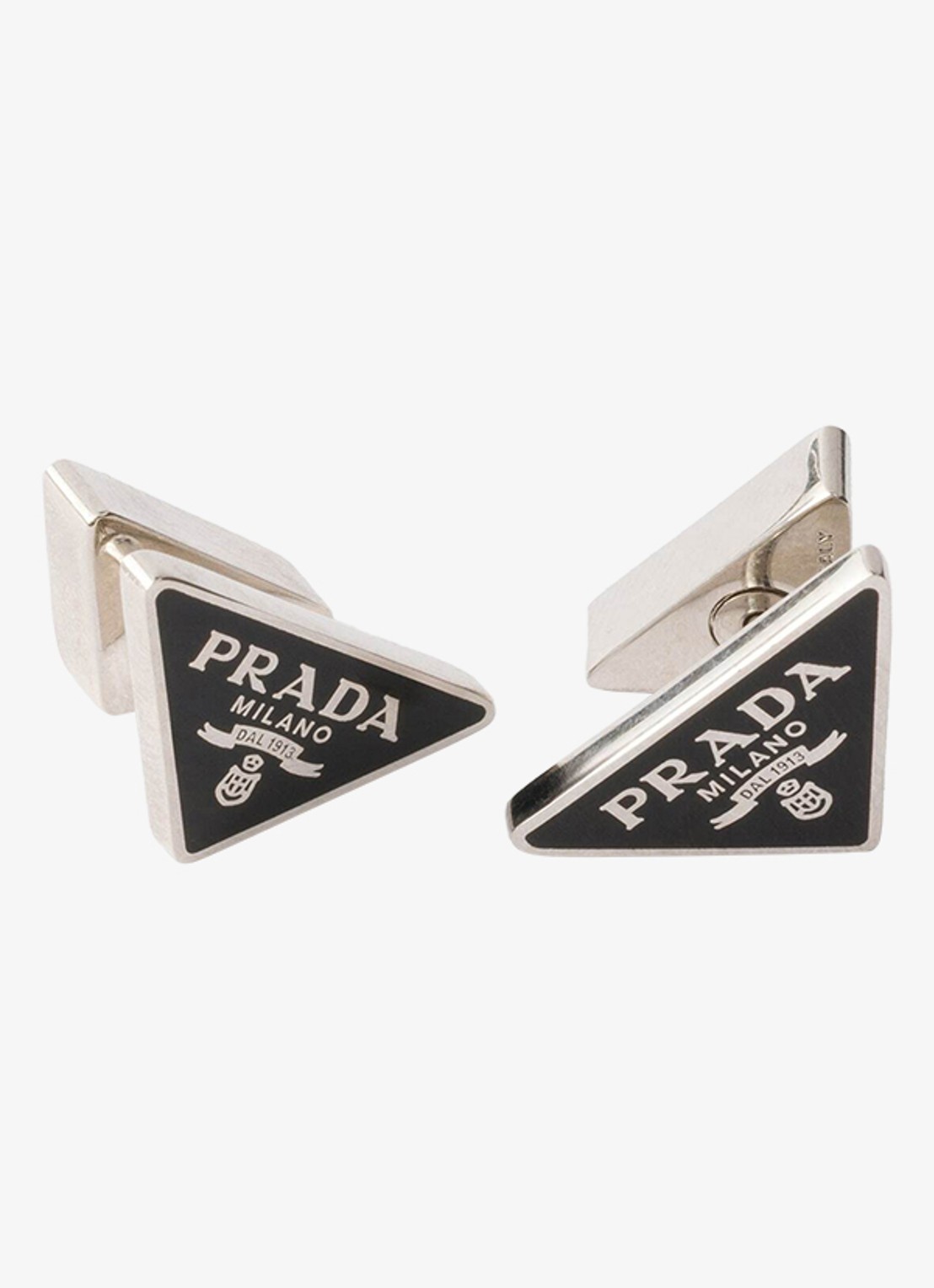 Prada Oorsteker met logo - voorkant zilver