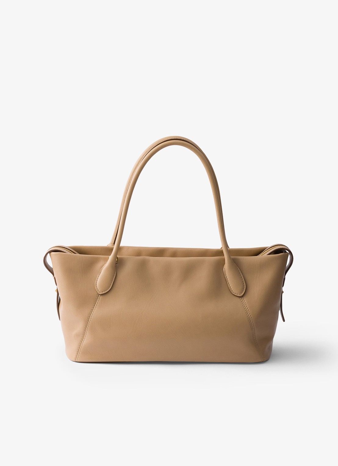 Prada Ouvert Large schoudertas van kalfsleer - achterkant 5 beige