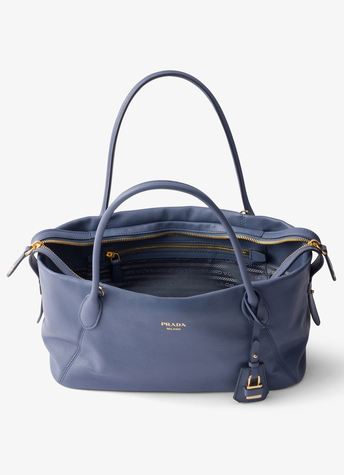 Prada Ouvert Large schoudertas van kalfsleer - detail 2 blauw