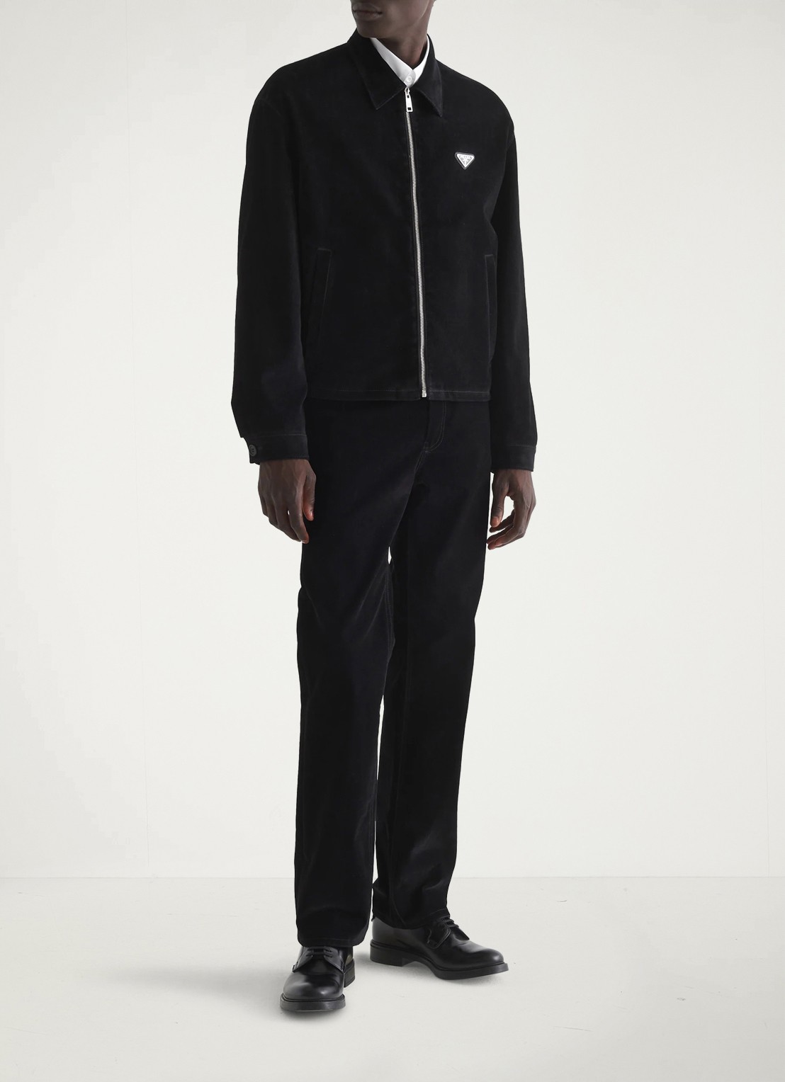 Prada Overshirt met logo en steekzakken - voorkant 2 zwart