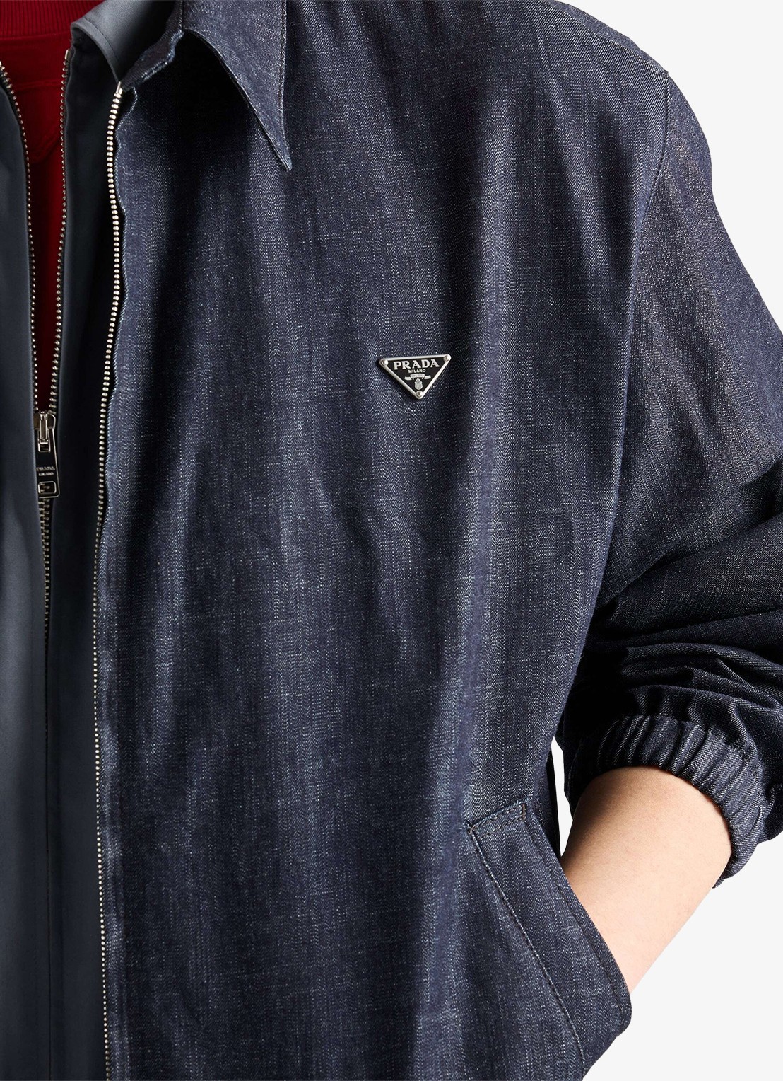 Prada Overshirt van chambray met steekzakken - detail 3 indigo