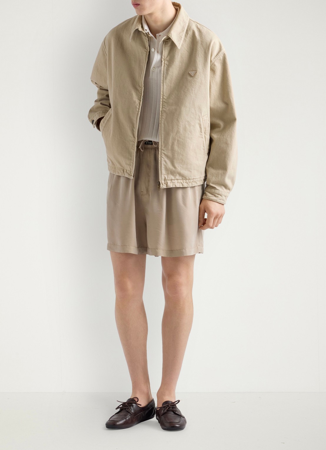 Prada Overshirt van denim met steekzakken - detail 2 beige