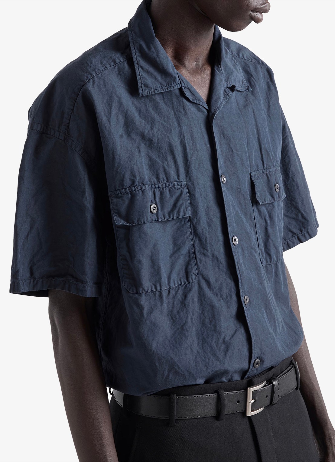 Prada Oversized fit overhemd in linnenblend - detail 4 blauw