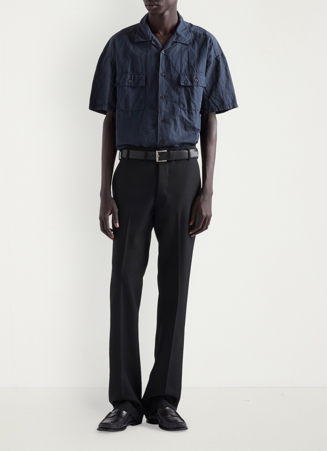 Prada Oversized fit overhemd in linnenblend - voorkant 3 blauw