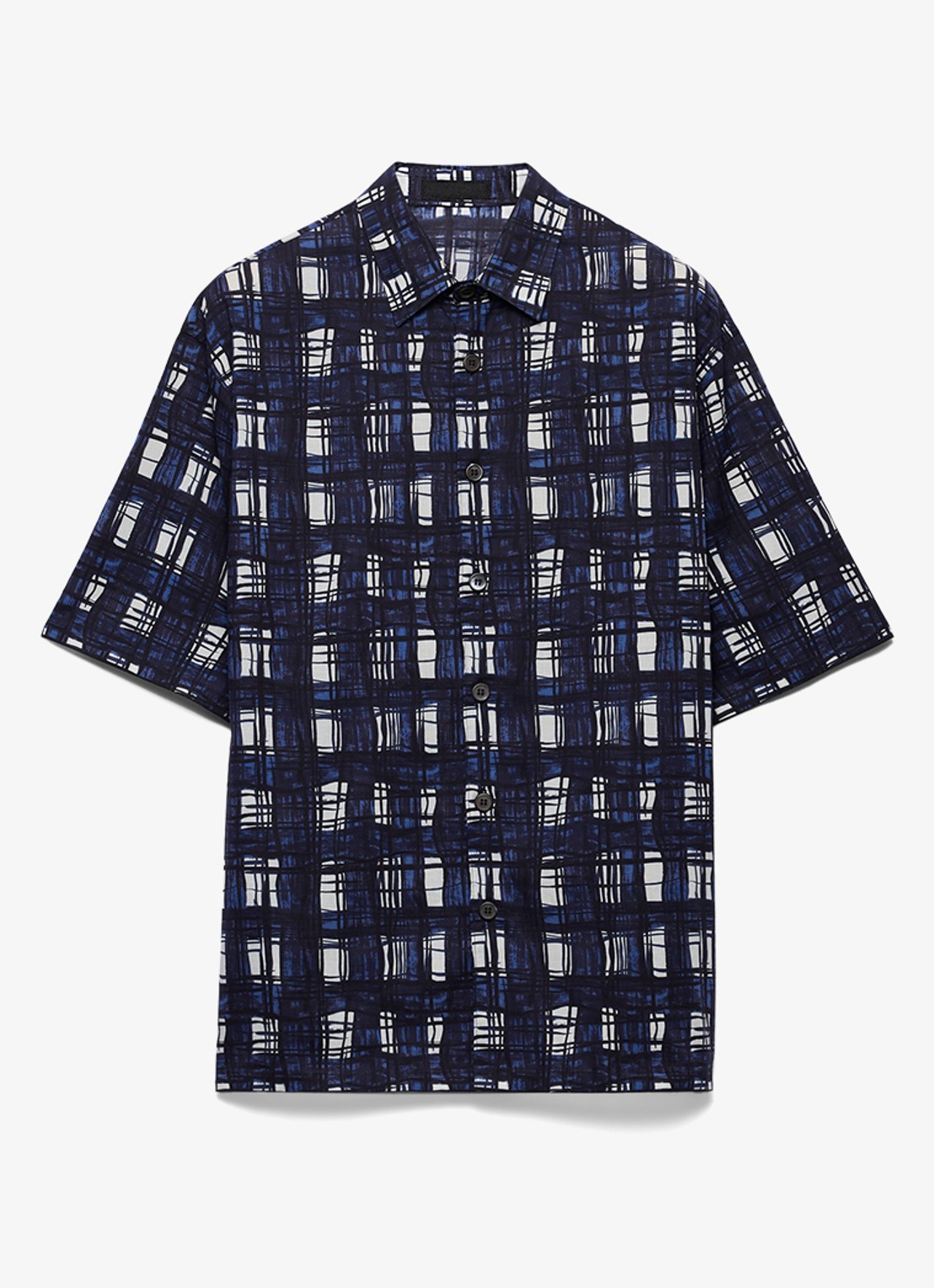 Prada Oversized fit overhemd met ruitdessin - voorkant 2 donkerblauw
