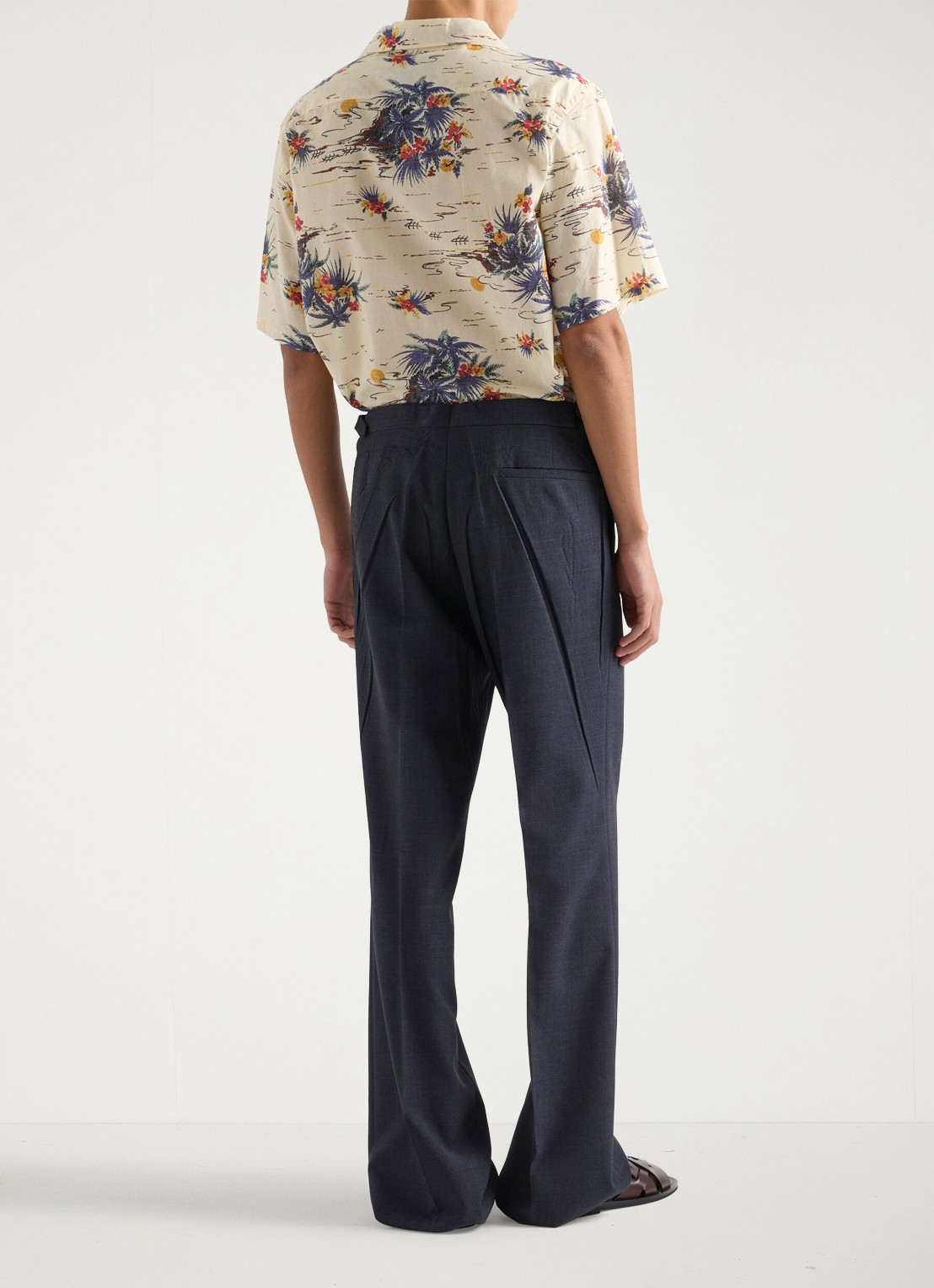 Prada Oversized fit overhemd met tropische print - achterkant creme