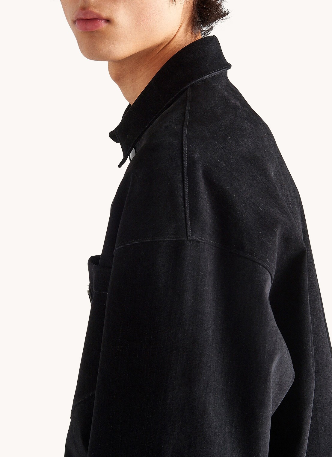Prada Oversized fit overshirt met borstzak - detail 4 zwart