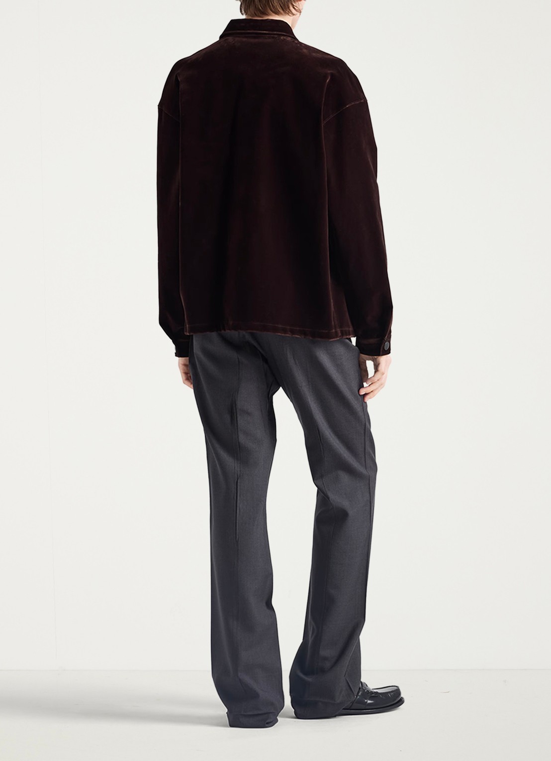 Prada Oversized fit overshirt met borstzak - achterkant donkerbruin