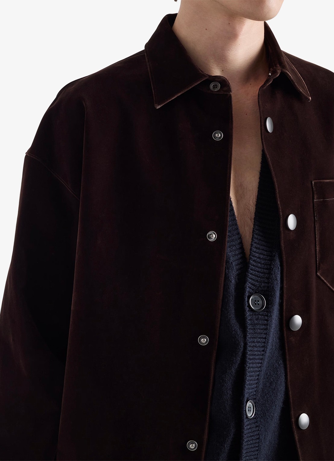 Prada Oversized fit overshirt met borstzak - detail 5 donkerbruin